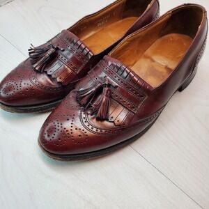 Bostonian Mens‎ Burgundy Leather Tassel Wingtip Loafer Dress Shoes Size 8 D B